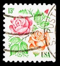 Postage stamp printed in USA shows Roses, 15 ÃÂ¢ - United States cent, 1975-1981 Regular Issue serie, circa 1978