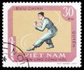 Postage stamp printed in Vietnam shows Fisticuffs, Traditional national sport serie, circa 1968