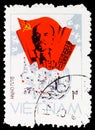 Postage stamp printed in Vietnam shows Under the Lenin banner, 27th Congress of USSRÃ¢â¬â¢s Communist Party serie, circa 1986