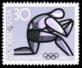Postage stamp printed in Yugoslavia shows Wrestling, Summer Olympic Games 1964 - Tokyo serie, circa 1964