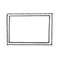 Postage stamp rectangular icon, sticker, scrapbook. sketch hand drawn doodle. scandinavian monochrome minimalism. mail, letter,