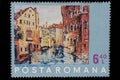 Postage stamp representing the painting Venice by the Romanian painter Marius Bunescu Royalty Free Stock Photo