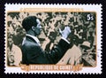 Postage stamp Republic of Guinea 1977. President Toure addressing rally