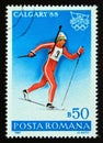 Postage stamp Romania 1987, Olympic Games biathlon