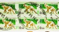 Postage stamp of Rubtsovsk city shows Red fox, on postage envelope dated 2014