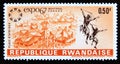 Postage stamp Rwanda, 1967. Africa Place, Two dancers Royalty Free Stock Photo