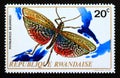 Postage stamp Rwanda, 1973. Bush Locust Phymateus brunneri insect