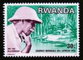 Postage stamp Rwanda, 1977. Dr. Albert Schweitzer World Leprosy Day