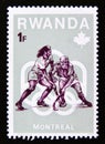 Postage stamp Rwanda, 1976. Hockey sport