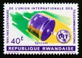 Postage stamp Rwanda, 1965. Syncom Satellite