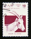 Postage stamp Sahara OCC, 1992. Scimitar Oryx Oryx dammah antelope Royalty Free Stock Photo
