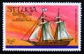 Postage stamp Saint Lucia, 1976. War Vessel The Hanna