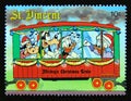 Postage stamp Saint Vincent 1988. Grandma Duck, Uncle Scrooge, Goofy, Clarabella singing