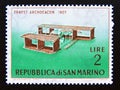 Postage stamp San Marino, 1962. Archdeacon Voisin Box kite float glider