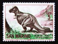 Postage stamp San Marino, 1965. Tyrannosaurus rex prehistoric dinosaur animal Royalty Free Stock Photo