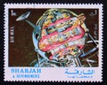 Postage stamp Sharjah, United Arab Emirates 1972, Cross section of a space station