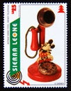 Postage stamp Sierra Leone 1995. Mickey Mouse Telephone Royalty Free Stock Photo