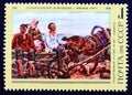 Postage stamp Soviet Union, CCCP, 1976, Back from the fair, 1926 painting P. P. Konchalovsky