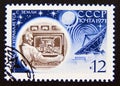 Postage stamp Soviet Union, CCCP, 1971. Control Room and Radio Telescope Royalty Free Stock Photo