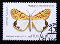 Postage stamp Soviet union, CCCP 1986. Crimson speckled Moth Utetheisa pulchella butterfly