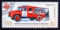 Postage stamp Soviet Union, CCCP, 1985. Fire Engine ATS-40 130 63B Royalty Free Stock Photo