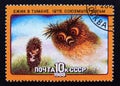 Postage stamp Soviet Union, CCCP, 1988. Hedgehog in Fog cartoon