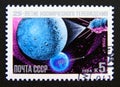 Postage stamp Soviet union, CCCP 1984. Telecasting Automatic Station Luna-3 Near Moon