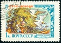 Postage stamp of the Soviet Union, the fairy tale Geese-swans