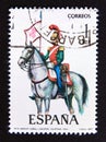 Postage stamp Spain 1977. Military Uniform. Lancer, Calatrava Regiment, 1844 Royalty Free Stock Photo