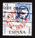 Postage stamp Spain 1973. 1853 stamp with red Madrid cancellation Royalty Free Stock Photo