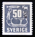 Postage stamp Sweden 1954. Ancient prehistoric rock carvings