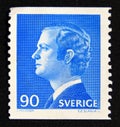 Postage stamp Sweden 1975. King Carl XVI Gustaf profile portrait Royalty Free Stock Photo
