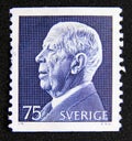 Postage stamp Sweden 1972. King Gustaf VI Adolf profile portrait
