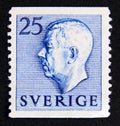 Postage stamp Sweden 1954. King Gustaf VI Adolf profile portrait
