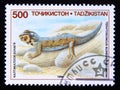 Postage stamp Tajikistan, 1995, Common Wonder Gecko, Teratoscincus scincus Royalty Free Stock Photo