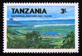 Postage stamp Tanzania, 1991. Ngorongoro Crater landscape Royalty Free Stock Photo