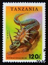 Postage stamp Tanzania, 1994. Styracosaurus prehistoric dinosaur