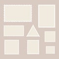 Postage stamp template. Set of blank stamps. Royalty Free Stock Photo