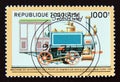 Postage stamp Togo 1996. Four wheel steam Locomotive, New York 1890 Royalty Free Stock Photo