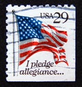 Postage stamp United States of America, USA 1992. American Flag Stars and stripes I Pledge Allegiance