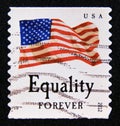 Postage stamp United States of America, USA 2012. Flag stars and stripes. Equality forever Royalty Free Stock Photo