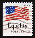 Postage stamp United States of America, USA 2012. Flag stars and stripes. Equality forever Royalty Free Stock Photo