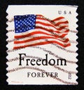 Postage stamp United States of America, USA 2012. Flag stars and stripes. Freedom forever Royalty Free Stock Photo