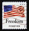 Postage stamp United States of America, USA 2012. Flag stars and stripes. Freedom forever Royalty Free Stock Photo