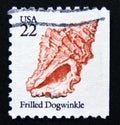 Postage stamp United States of America, USA 1985. Frilled Dogwinkle Nucella lamellosa shell