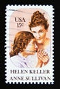 Postage stamp United States of America, USA 1980. Helen Keller and Anne Sullivan portrait Royalty Free Stock Photo