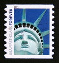 Postage stamp United States of America, USA 2011. Lady Liberty, Liberty Island, New York City Royalty Free Stock Photo