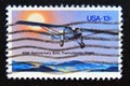 Postage stamp United States of America, USA 1977. 50th Solo Transatlantic Flight Spirit of St. Louis