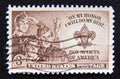 Postage stamp United States of America, USA 1950. Three Boy Scouts, Statue of Liberty and Scout Badge Royalty Free Stock Photo