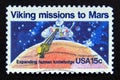 Postage stamp United States of America, USA 1978. Viking 1 Lander Scooping Up Soil on Mars Royalty Free Stock Photo